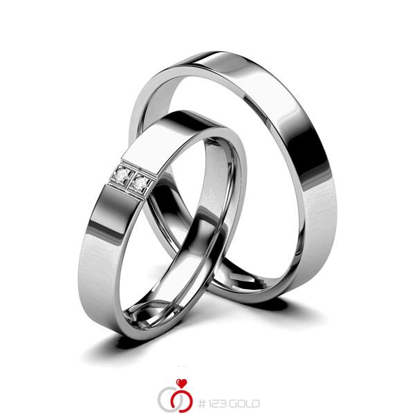 Paar klassische Trauringe/Eheringe in Edelstahl mit zus. 0,016 ct. Brillant tw, si von 123gold - E-1140-1 Paar klassische Trauringe/Eheringe in Edelstahl mit zus. 0,016 ct. Brillant tw, si von 123gold - E-1140-1