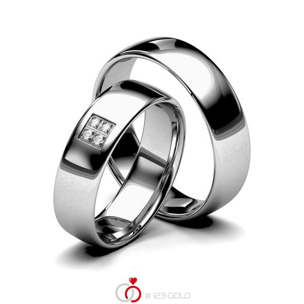 Paar klassische Trauringe/Eheringe in Edelstahl mit zus. 0,032 ct. Brillant tw, si von 123gold - E-1129-1 Paar klassische Trauringe/Eheringe in Edelstahl mit zus. 0,032 ct. Brillant tw, si von 123gold - E-1129-1