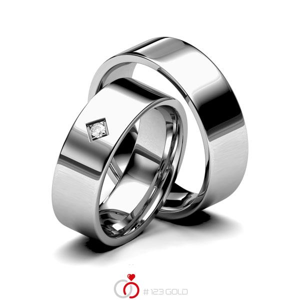 Paar klassische Trauringe/Eheringe in Edelstahl mit zus. 0,03 ct. Brillant tw, si von 123gold - E-1142-1 Paar klassische Trauringe/Eheringe in Edelstahl mit zus. 0,03 ct. Brillant tw, si von 123gold - E-1142-1