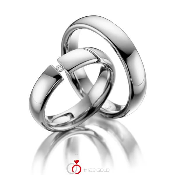 Paar klassische Trauringe/Eheringe in Edelstahl mit zus. 0,03 ct. Brillant tw, si von 123gold - E-2021-1 Paar klassische Trauringe/Eheringe in Edelstahl mit zus. 0,03 ct. Brillant tw, si von 123gold - E-2021-1