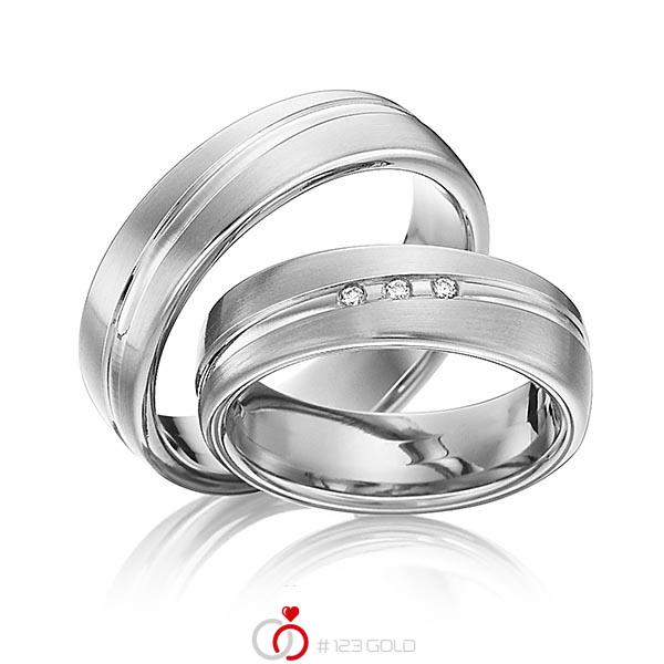 Paar klassische Trauringe/Eheringe in Edelstahl mit zus. 0,03 ct. Brillant tw, si von 123gold - Y-1291-7 Paar klassische Trauringe/Eheringe in Edelstahl mit zus. 0,03 ct. Brillant tw, si von 123gold - Y-1291-7