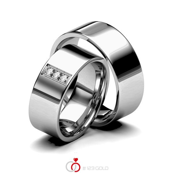 Paar klassische Trauringe/Eheringe in Edelstahl mit zus. 0,045 ct. Brillant tw, si von 123gold - E-1143-1 Paar klassische Trauringe/Eheringe in Edelstahl mit zus. 0,045 ct. Brillant tw, si von 123gold - E-1143-1