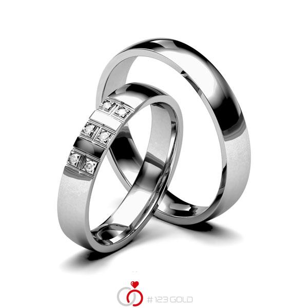 Paar klassische Trauringe/Eheringe in Edelstahl mit zus. 0,048 ct. Brillant tw, si von 123gold - E-1133-1 Paar klassische Trauringe/Eheringe in Edelstahl mit zus. 0,048 ct. Brillant tw, si von 123gold - E-1133-1
