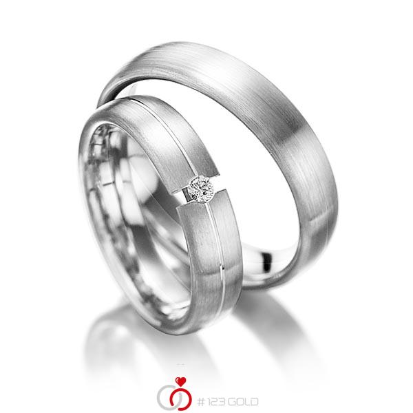 Paar klassische Trauringe/Eheringe in Edelstahl mit zus. 0,05 ct. Brillant tw, si von 123gold - Y-1051-9 Paar klassische Trauringe/Eheringe in Edelstahl mit zus. 0,05 ct. Brillant tw, si von 123gold - Y-1051-9