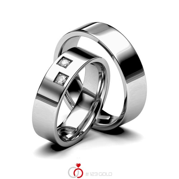 Paar klassische Trauringe/Eheringe in Edelstahl mit zus. 0,06 ct. Brillant tw, si von 123gold - E-1141-1 Paar klassische Trauringe/Eheringe in Edelstahl mit zus. 0,06 ct. Brillant tw, si von 123gold - E-1141-1