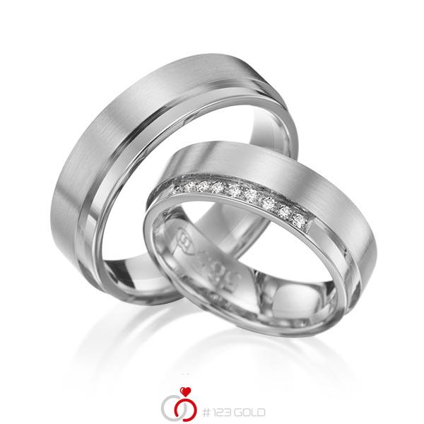 Paar klassische Trauringe/Eheringe in Edelstahl mit zus. 0,09 ct. Brillant tw, si von 123gold - Y-1083-5 Paar klassische Trauringe/Eheringe in Edelstahl mit zus. 0,09 ct. Brillant tw, si von 123gold - Y-1083-5