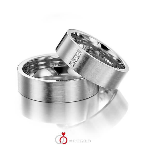Paar klassische Trauringe/Eheringe in Edelstahl mit zus. 0,09 ct. Prinzess-Diamant tw, vs von 123gold - Y-1121-4 Paar klassische Trauringe/Eheringe in Edelstahl mit zus. 0,09 ct. Prinzess-Diamant tw, vs von 123gold - Y-1121-4