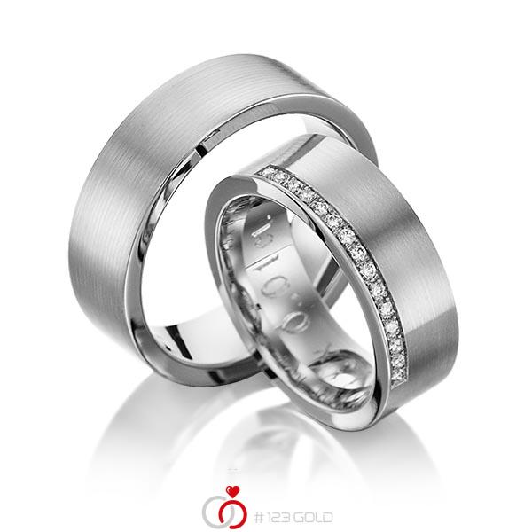 Paar klassische Trauringe/Eheringe in Edelstahl mit zus. 0,15 ct. Brillant tw, si von 123gold - Y-1039-4 Paar klassische Trauringe/Eheringe in Edelstahl mit zus. 0,15 ct. Brillant tw, si von 123gold - Y-1039-4