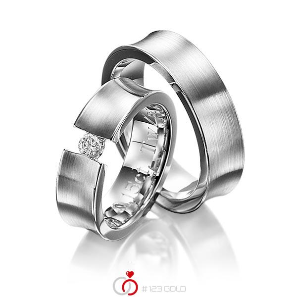 Paar klassische Trauringe/Eheringe in Edelstahl mit zus. 0,15 ct. Brillant tw, si von 123gold - Y-1128-4 Paar klassische Trauringe/Eheringe in Edelstahl mit zus. 0,15 ct. Brillant tw, si von 123gold - Y-1128-4