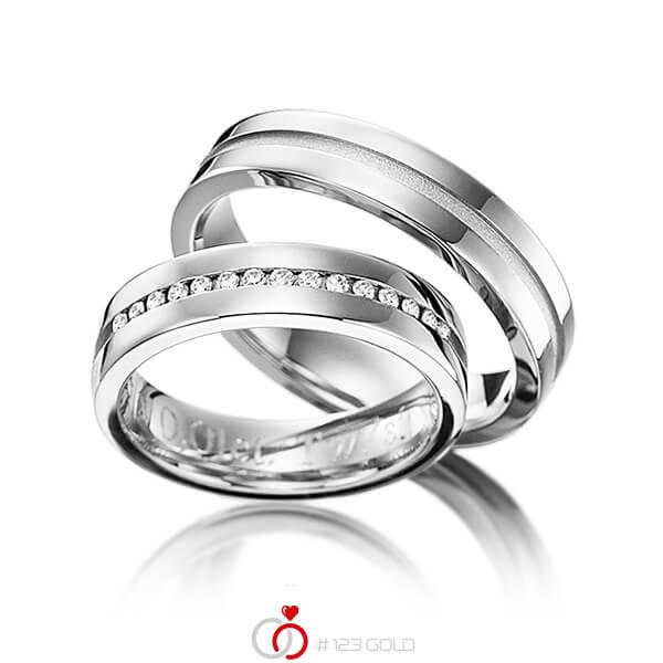 Paar klassische Trauringe/Eheringe in Edelstahl mit zus. 0,15 ct. Brillant tw, si von 123gold - Y-1143-3 Paar klassische Trauringe/Eheringe in Edelstahl mit zus. 0,15 ct. Brillant tw, si von 123gold - Y-1143-3