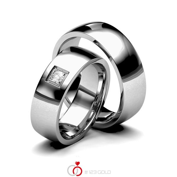Paar klassische Trauringe/Eheringe in Edelstahl mit zus. 0,1 ct. Brillant tw, si von 123gold - E-1136-1 Paar klassische Trauringe/Eheringe in Edelstahl mit zus. 0,1 ct. Brillant tw, si von 123gold - E-1136-1
