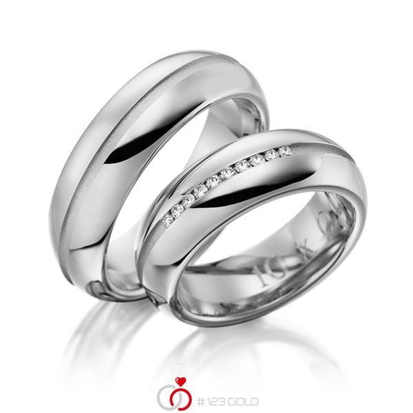 Paar klassische Trauringe/Eheringe in Edelstahl mit zus. 0,1 ct. Brillant tw, si von 123gold - Y-1117-6 Paar klassische Trauringe/Eheringe in Edelstahl mit zus. 0,1 ct. Brillant tw, si von 123gold - Y-1117-6