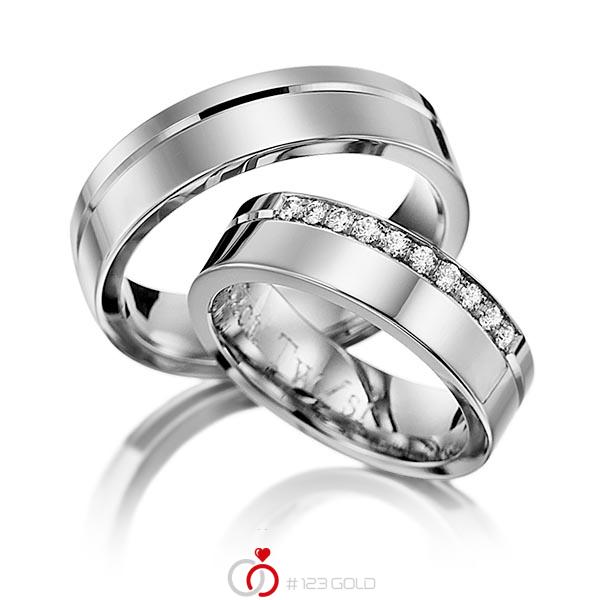 Paar klassische Trauringe/Eheringe in Edelstahl mit zus. 0,2 ct. Brillant tw, si von 123gold - Y-1135-4 Paar klassische Trauringe/Eheringe in Edelstahl mit zus. 0,2 ct. Brillant tw, si von 123gold - Y-1135-4