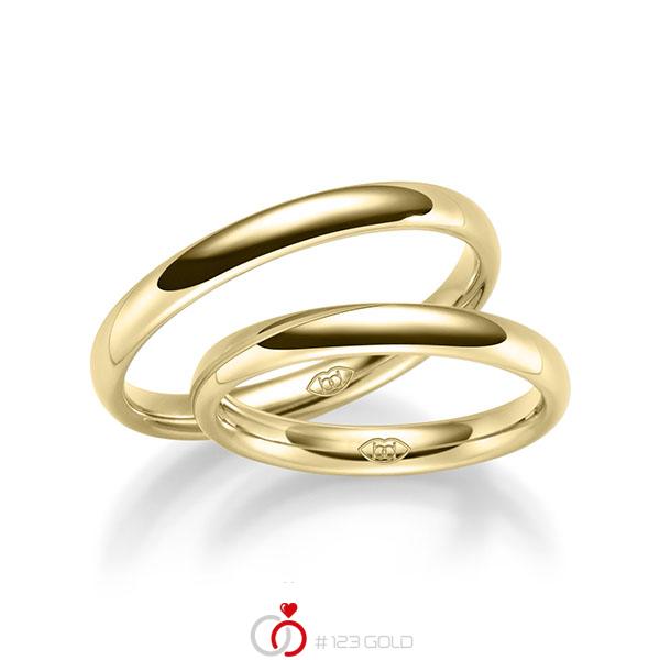 Paar klassische Trauringe/Eheringe in Gelbgold 375 - NP-1160-1 Paar klassische Trauringe/Eheringe in Gelbgold 375 - NP-1160-1