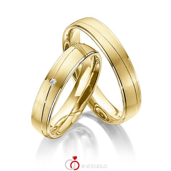 Paar klassische Trauringe/Eheringe in Gelbgold 585 mit zus. 0,01 ct. Brillant tw, si von 123gold - Y-1315-9 Paar klassische Trauringe/Eheringe in Gelbgold 585 mit zus. 0,01 ct. Brillant tw, si von 123gold - Y-1315-9