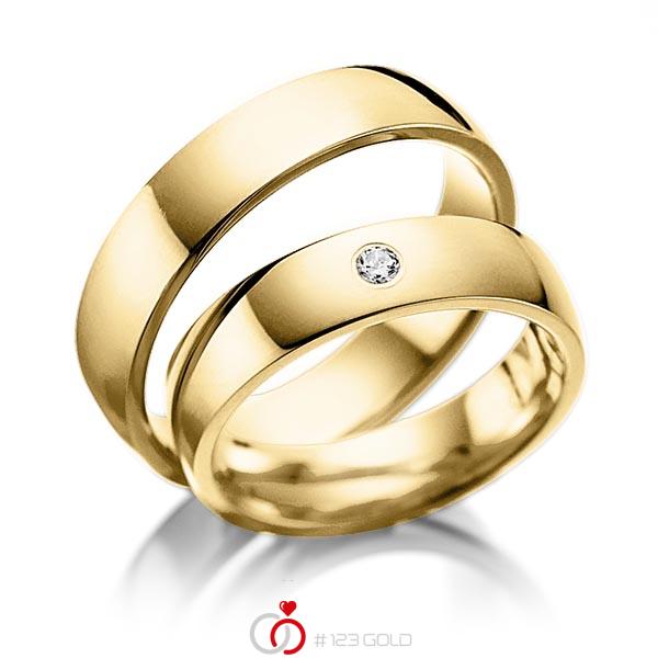 Paar Klassische Trauringe Eheringe In Gelbgold 585 Mit Zus 0 02 Ct Brillant Tw Si Von Merii