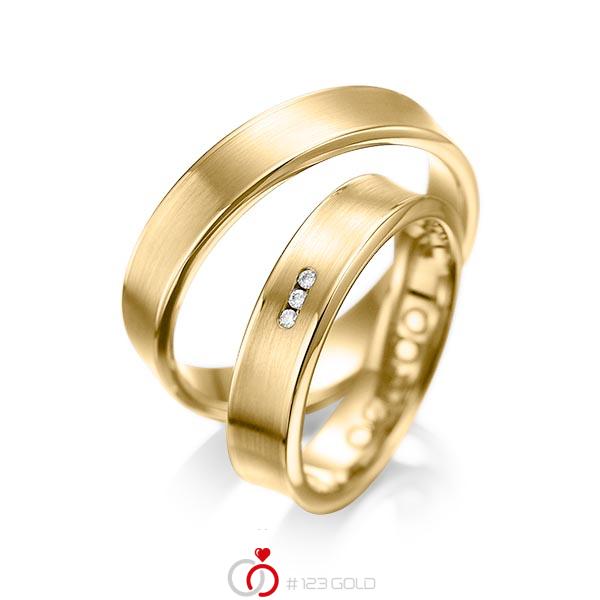 Paar klassische Trauringe/Eheringe in Gelbgold 585 mit zus. 0,03 ct. Brillant tw, si von acredo - A-1055-9 Paar klassische Trauringe/Eheringe in Gelbgold 585 mit zus. 0,03 ct. Brillant tw, si von acredo - A-1055-9