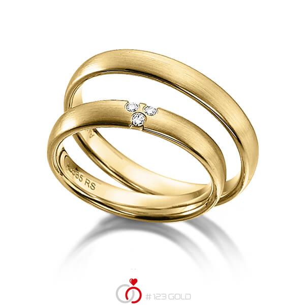 Paar klassische Trauringe/Eheringe in Gelbgold 585 mit zus. 0,045 ct. Brillant tw, si von acredo - S-1118-1 Paar klassische Trauringe/Eheringe in Gelbgold 585 mit zus. 0,045 ct. Brillant tw, si von acredo - S-1118-1