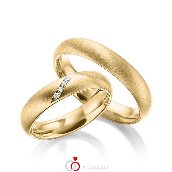 Paar klassische Trauringe/Eheringe in Gelbgold 585 mit zus. 0,04 ct. Brillant tw, si von Steinberg - Q-1543-3 Paar klassische Trauringe/Eheringe in Gelbgold 585 mit zus. 0,04 ct. Brillant tw, si von Steinberg - Q-1543-3