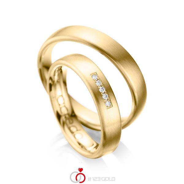Paar klassische Trauringe/Eheringe in Gelbgold 585 mit zus. 0,05 ct. Brillant tw, si von acredo - A-1052-1 Paar klassische Trauringe/Eheringe in Gelbgold 585 mit zus. 0,05 ct. Brillant tw, si von acredo - A-1052-1