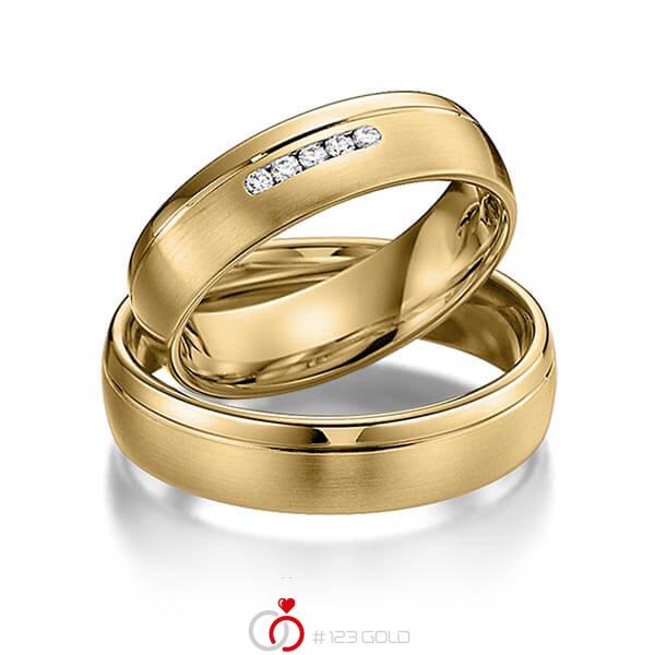 Paar klassische Trauringe/Eheringe in Gelbgold 585 mit zus. 0,05 ct. Brillant tw, si von acredo - S-1101-1 Paar klassische Trauringe/Eheringe in Gelbgold 585 mit zus. 0,05 ct. Brillant tw, si von acredo - S-1101-1