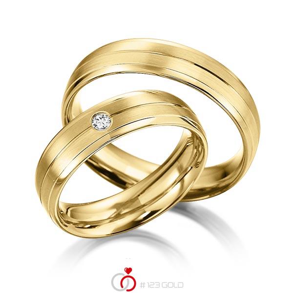 Paar klassische Trauringe/Eheringe in Gelbgold 585 mit zus. 0,05 ct. Brillant tw, si von acredo - S-1156-6 Paar klassische Trauringe/Eheringe in Gelbgold 585 mit zus. 0,05 ct. Brillant tw, si von acredo - S-1156-6