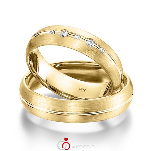 Paar klassische Trauringe/Eheringe in Gelbgold 585 mit zus. 0,064 ct. Brillant tw, si von acredo - S-1163-4 Paar klassische Trauringe/Eheringe in Gelbgold 585 mit zus. 0,064 ct. Brillant tw, si von acredo - S-1163-4