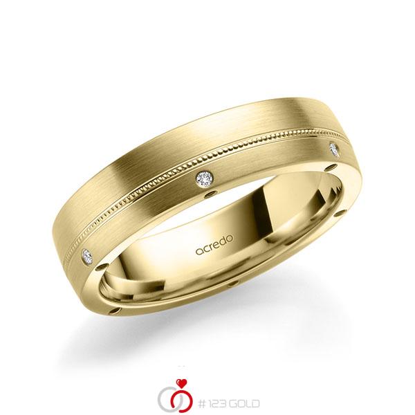 Paar klassische Trauringe/Eheringe in Gelbgold 585 mit zus. 0,12 ct. Brillant Saphir Blau (A 10) tw, si von acredo - A-2183-7 Paar klassische Trauringe/Eheringe in Gelbgold 585 mit zus. 0,12 ct. Brillant Saphir Blau (A 10) tw, si von acredo - A-2183-7