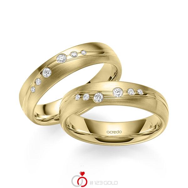 Paar klassische Trauringe/Eheringe in Gelbgold 585 mit zus. 0,18 ct. Brillant tw, si von acredo - A-2179-3 Paar klassische Trauringe/Eheringe in Gelbgold 585 mit zus. 0,18 ct. Brillant tw, si von acredo - A-2179-3