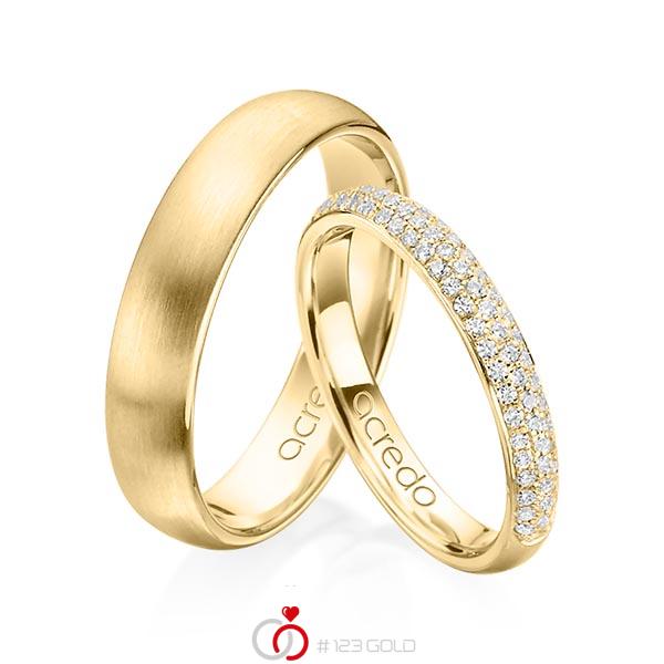 Paar klassische Trauringe/Eheringe in Gelbgold 585 mit zus. 0,38 ct. Brillant tw, si von acredo - A-1371-2 Paar klassische Trauringe/Eheringe in Gelbgold 585 mit zus. 0,38 ct. Brillant tw, si von acredo - A-1371-2