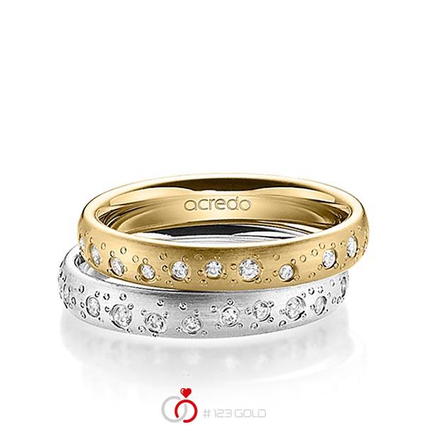 Paar klassische Trauringe/Eheringe in Gelbgold 585 mit zus. 0,442 ct. Brillant tw, si von acredo - A-1392-1 Paar klassische Trauringe/Eheringe in Gelbgold 585 mit zus. 0,442 ct. Brillant tw, si von acredo - A-1392-1