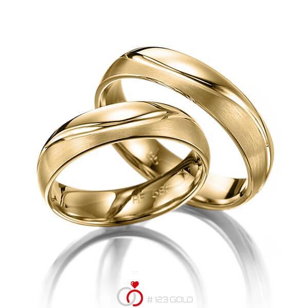 Paar klassische Trauringe/Eheringe in Gelbgold 585 - NP-1025-5 Paar klassische Trauringe/Eheringe in Gelbgold 585 - NP-1025-5