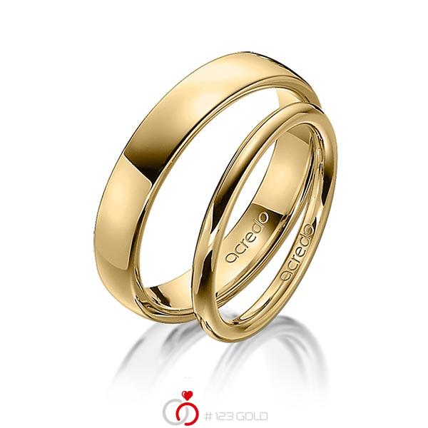 Paar klassische Trauringe/Eheringe in Gelbgold 585 von acredo - A-1369-2 Paar klassische Trauringe/Eheringe in Gelbgold 585 von acredo - A-1369-2