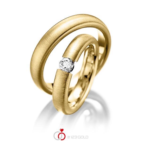 Paar klassische Trauringe/Eheringe in Gelbgold 750 mit zus. 0,25 ct. Brillant tw, si von 123gold - Y-1060-1 Paar klassische Trauringe/Eheringe in Gelbgold 750 mit zus. 0,25 ct. Brillant tw, si von 123gold - Y-1060-1