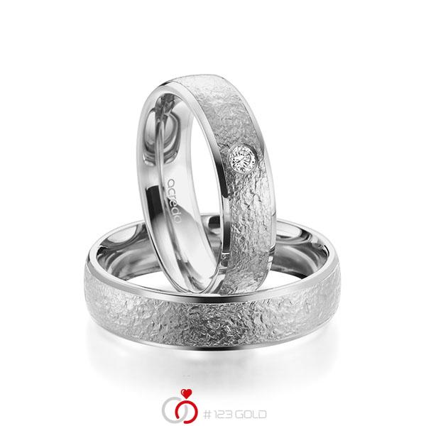 Paar klassische Trauringe/Eheringe in Graugold 585 , crushed Struktur mit zus. 0,08 ct. Brillant tw, si von acredo - A-1961-4 Paar klassische Trauringe/Eheringe in Graugold 585 , crushed Struktur mit zus. 0,08 ct. Brillant tw, si von acredo - A-1961-4