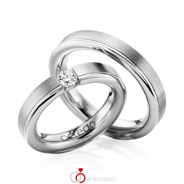 Paar klassische Trauringe/Eheringe in Graugold 585 mit 0,3 ct. Brillant tw, vs von acredo - A-1121-8 Paar klassische Trauringe/Eheringe in Graugold 585 mit 0,3 ct. Brillant tw, vs von acredo - A-1121-8