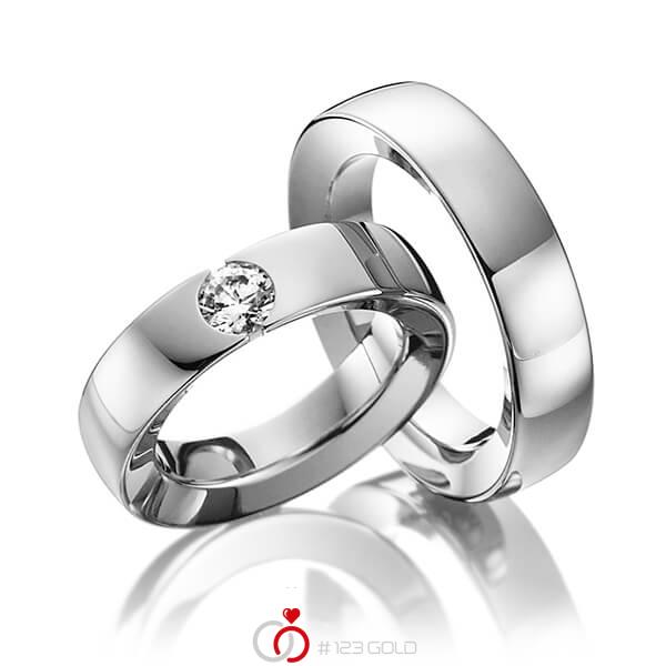 Paar klassische Trauringe/Eheringe in Graugold 585 mit 0,5 ct. Brillant tw, si von 123gold - Y-1267-4 Paar klassische Trauringe/Eheringe in Graugold 585 mit 0,5 ct. Brillant tw, si von 123gold - Y-1267-4