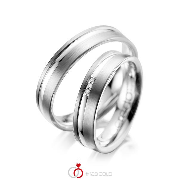 Paar klassische Trauringe/Eheringe in Graugold 585 mit zus. 0,015 ct. Brillant tw, si von acredo - A-1039-3 Paar klassische Trauringe/Eheringe in Graugold 585 mit zus. 0,015 ct. Brillant tw, si von acredo - A-1039-3
