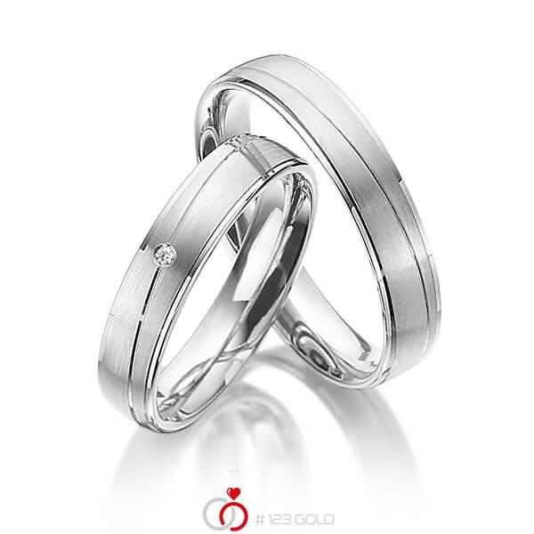 Paar klassische Trauringe/Eheringe in Graugold 585 mit zus. 0,01 ct. Brillant tw, si von 123gold - Y-1315-7 Paar klassische Trauringe/Eheringe in Graugold 585 mit zus. 0,01 ct. Brillant tw, si von 123gold - Y-1315-7