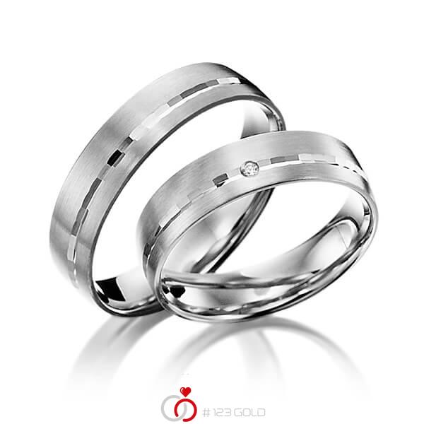 Paar klassische Trauringe/Eheringe in Graugold 585 mit zus. 0,01 ct. Brillant tw, si von Merii - M-1056-2 Paar klassische Trauringe/Eheringe in Graugold 585 mit zus. 0,01 ct. Brillant tw, si von Merii - M-1056-2
