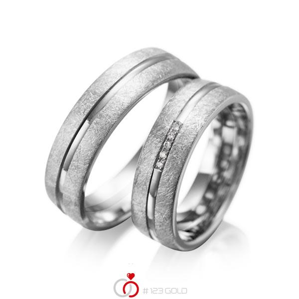 Paar klassische Trauringe/Eheringe in Graugold 585 mit zus. 0,025 ct. Brillant tw, si von acredo - A-1007-7 Paar klassische Trauringe/Eheringe in Graugold 585 mit zus. 0,025 ct. Brillant tw, si von acredo - A-1007-7