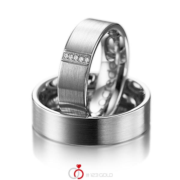 Paar klassische Trauringe/Eheringe in Graugold 585 mit zus. 0,025 ct. Brillant tw, si von acredo - A-1057-3 Paar klassische Trauringe/Eheringe in Graugold 585 mit zus. 0,025 ct. Brillant tw, si von acredo - A-1057-3