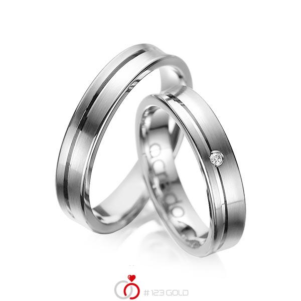 Paar klassische Trauringe/Eheringe in Graugold 585 mit zus. 0,02 ct. Brillant tw, si von acredo - A-1042-5 Paar klassische Trauringe/Eheringe in Graugold 585 mit zus. 0,02 ct. Brillant tw, si von acredo - A-1042-5
