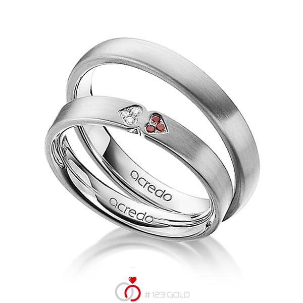 Paar klassische Trauringe/Eheringe in Graugold 585 mit zus. 0,03 ct. Brillant Red Cherry tw, si von acredo - A-1244-3 Paar klassische Trauringe/Eheringe in Graugold 585 mit zus. 0,03 ct. Brillant Red Cherry tw, si von acredo - A-1244-3