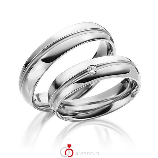 Paar klassische Trauringe/Eheringe in Graugold 585 mit zus. 0,03 ct. Brillant tw, si von 123gold - Y-1307-4 Paar klassische Trauringe/Eheringe in Graugold 585 mit zus. 0,03 ct. Brillant tw, si von 123gold - Y-1307-4