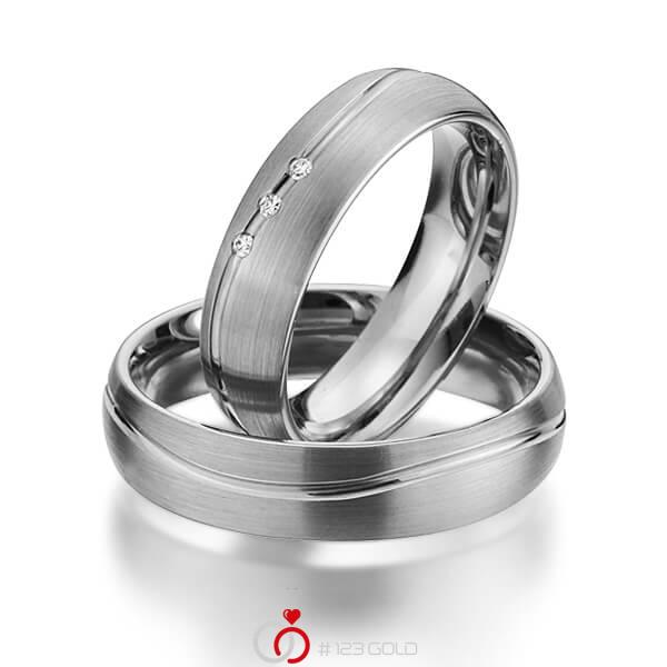 Paar klassische Trauringe/Eheringe in Graugold 585 mit zus. 0,03 ct. Brillant tw, si von 123gold - Y-1311-4 Paar klassische Trauringe/Eheringe in Graugold 585 mit zus. 0,03 ct. Brillant tw, si von 123gold - Y-1311-4