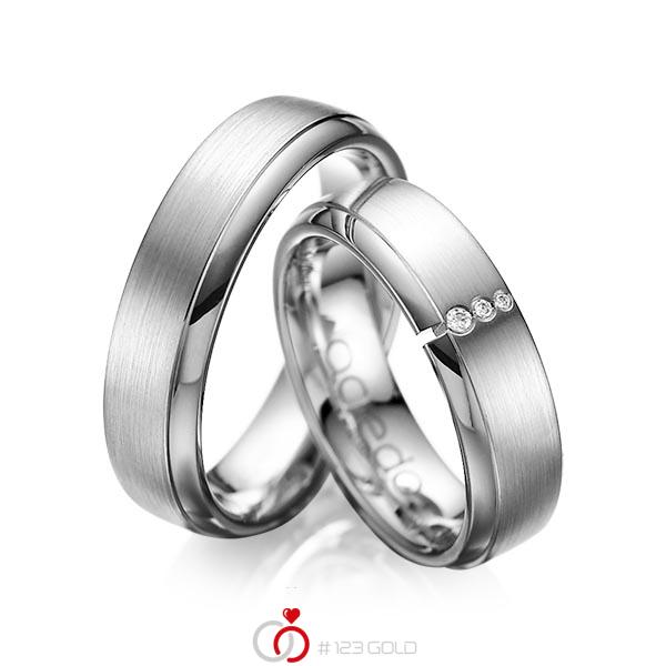 Paar klassische Trauringe/Eheringe in Graugold 585 mit zus. 0,03 ct. Brillant tw, si von acredo - A-1067-7 Paar klassische Trauringe/Eheringe in Graugold 585 mit zus. 0,03 ct. Brillant tw, si von acredo - A-1067-7