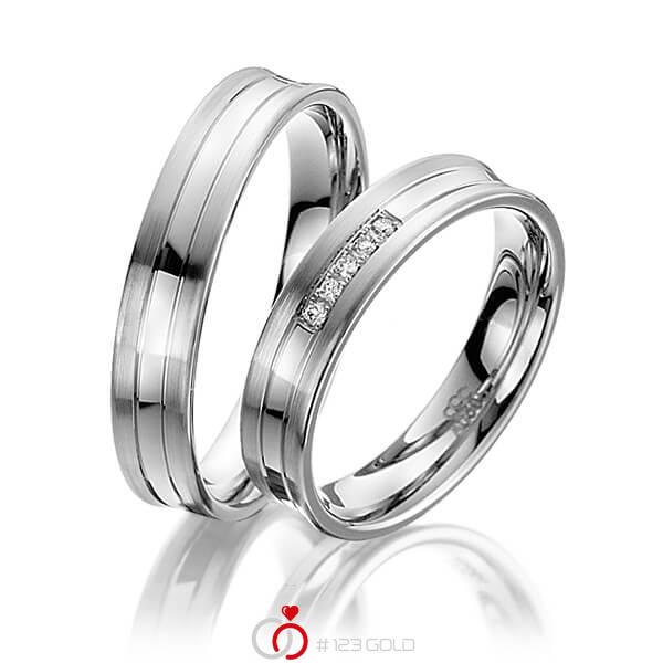 Paar klassische Trauringe/Eheringe in Graugold 585 mit zus. 0,04 ct. Brillant tw, si von acredo - A-4003-3 Paar klassische Trauringe/Eheringe in Graugold 585 mit zus. 0,04 ct. Brillant tw, si von acredo - A-4003-3
