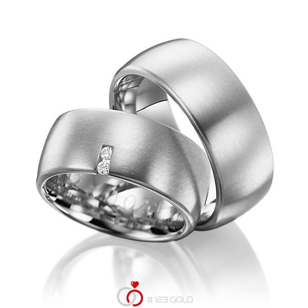 Paar klassische Trauringe/Eheringe in Graugold 585 mit zus. 0,04 ct. Brillant tw, si von Steinberg - Q-1237-5 Paar klassische Trauringe/Eheringe in Graugold 585 mit zus. 0,04 ct. Brillant tw, si von Steinberg - Q-1237-5