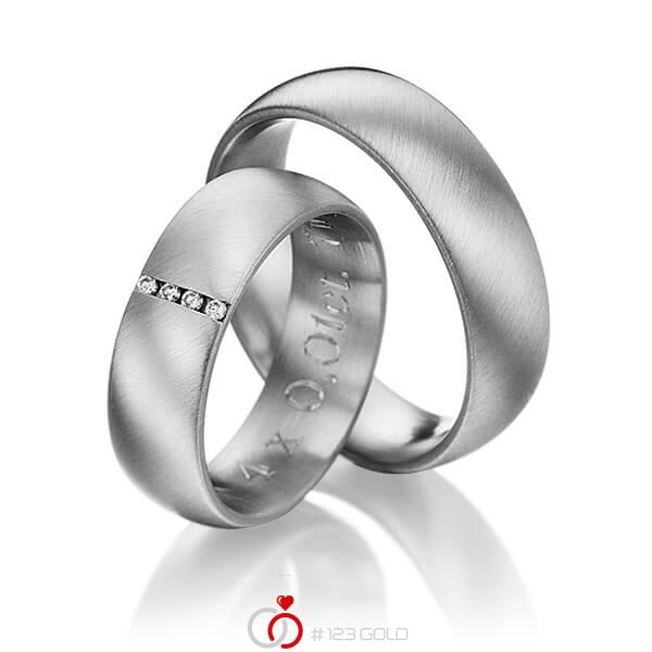 Paar klassische Trauringe/Eheringe in Graugold 585 mit zus. 0,04 ct. Brillant tw, si von Steinberg - Q-1241-4 Paar klassische Trauringe/Eheringe in Graugold 585 mit zus. 0,04 ct. Brillant tw, si von Steinberg - Q-1241-4